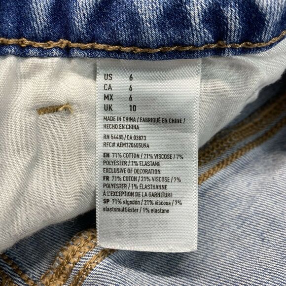 American Eagle Hi-Rise Shortie Sz 6 Next Level Stretch Denim Short Crochet EUC - Picture 7 of 11